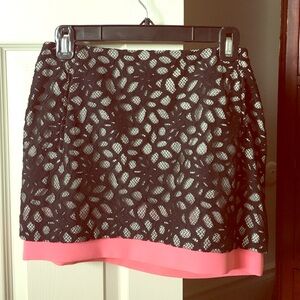Diane Von Furstenberg Black and Pink Mini Skirt